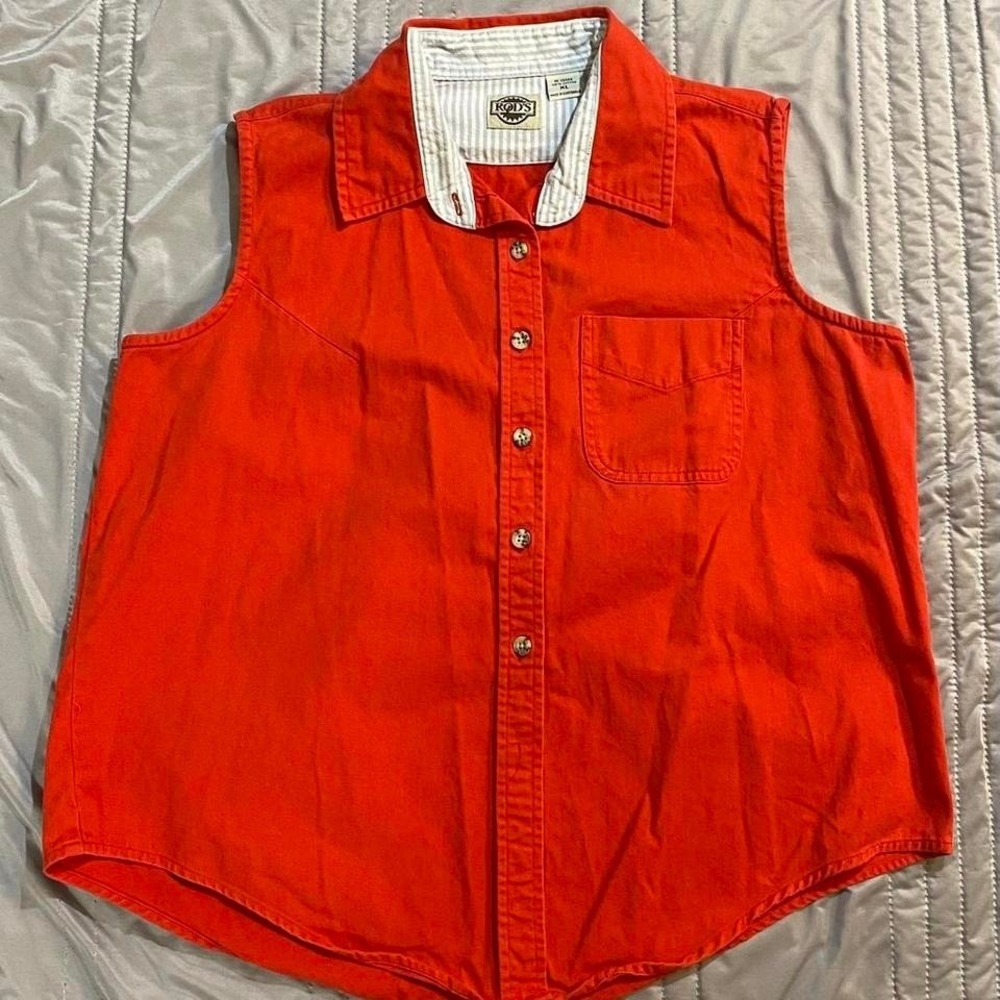 Rods Red button-up western sleeveless shirt‎ SZ XL